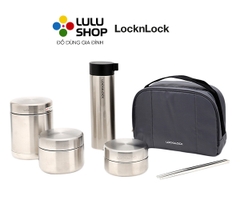 LHC8016S01-Bộ hộp cơm giữ nhiệt(450ml, 420ml,280ml) + bình giữ nhiệt (400ml) L&L bằng thép không gỉ