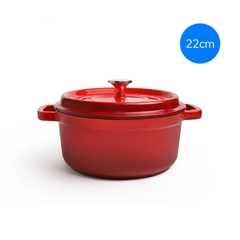 CIC2405RED-Nồi gang có nắp 2 tay cầm, đường kính 24cm-Màu đỏ-CN-2-IRON