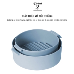 CKB003BLU – KHAY SILICONE dành cho nồi chiên không dầu và lò vi sóng LnL, 210X185X70MM – Màu xanh dương