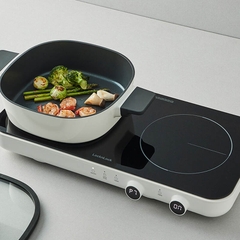 EJI326WHT - Bếp điện từ đôi LocknLock Square double induction, 220-240V, 50/60Hz, 1500W+1300W - Màu trắng