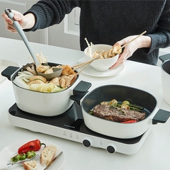 EJI326WHT - Bếp điện từ đôi LocknLock Square double induction, 220-240V, 50/60Hz, 1500W+1300W - Màu trắng