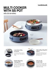 EJP542NVY - Nồi điện đa năng nhãn hiệu LocknLock Multi Cooker With SS Pot 220-240V, 50/60Hz, 1300-1500W, 4L - Màu navy