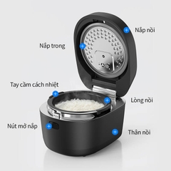 EJR586BLK-Nồi cơm điện cao tần Locknlock IH rice cooker - 220V, 50Hz, 1100W, 1.2L- Màu đen