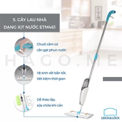 ETM461 - Cây lau nhà Lock&Lock dạng xịt nước, chiều dài 127cm, bông lau - 35.5*12cm