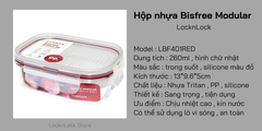 LBF401RED-Hộp bảo quản thực phẩm nhựa Bisfree Modular-LOCK&LOCK-260ml-trong suốt-Silicone màu đỏ