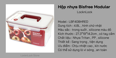 LBF408HRED-Hộp bảo quản thực phẩm nhựa Bisfree Modular-LOCK&LOCK-4.8L-trong suốt-Silicone màu đỏ
