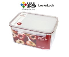 LBF408RED-Hộp bảo quản thực phẩm nhựa Bisfree Modular-LOCK&LOCK-4.8L-trong suốt-Silicone màu đỏ