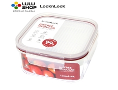 LBF451RED-Hộp bảo quản thực phẩm nhựa Bisfree Modular-LOCK&LOCK-600ml-trong suốt-Silicone màu đỏ