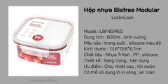 LBF451RED-Hộp bảo quản thực phẩm nhựa Bisfree Modular-LOCK&LOCK-600ml-trong suốt-Silicone màu đỏ