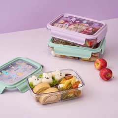 LCB501MIT - Hộp cơm 3 ngăn trong suốt LocknLock - 750ML - Màu xanh mint - CN - 24