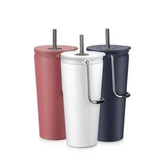 LHC4268WHT - Bình giữ nhiệt có ống hút LocknLock Bucket Tumbler with Straw - Màu trắng