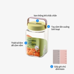 LNG552YGRN - Hũ đựng thực phẩm bằng thủy tinh LocknLock Breathing - 1.6L - Màu vàng xanh lá cây