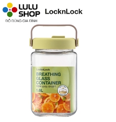 LNG552YGRN - Hũ đựng thực phẩm bằng thủy tinh LocknLock Breathing - 1.6L - Màu vàng xanh lá cây