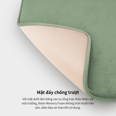 MAT511GRN-Thảm chùi chân memory foam - Stripe, size M-460*700-15, màu xanh lá.