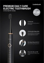 ENR636BLK-Bàn chải đánh răng điện LocknLock, Premium daily care electric toothbrush DC3.7V, 3W, Sạc không dây-Màu đen