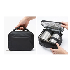 LHC8031SLV - Bộ hộp cơm giữ nhiệt Lock&Lock bằng thép không gỉ (460ml*1, 420ml*1, 280ml*1, đũa*1, túi*1) - Màu bạc