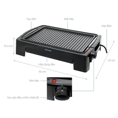 EJG221 - Vĩ nướng điện Lock&Lock, 506*140*340mm, 220~240V, 50HZ, 1300~1500W, 3.1Kg - Màu đen