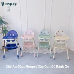 ghế ăn dặm có chế độ ngã nằm, chân bánh xe honper HP211