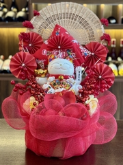 Lẵng quà Mèo may mắn Maneki Neko cỡ Trung