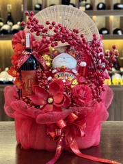 Lẵng quà Mèo may mắn Maneki Neko cỡ Trung