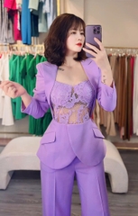 Vest tím phối ren