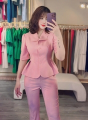 Set hồng đỗ tà peplum