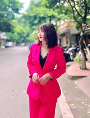 Set Hồng Sen 1 Khuy Quần Suông