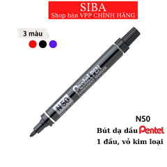 Bút dạ dầu 1 đầu Pentel N50, bút lông dầu không xóa được ngòi 3mm màu mực xanh/ đỏ/ đen