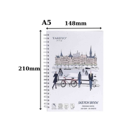 Sổ sketchbook loại dày định lượng 160gsm, sổ vẽ chì TAKEYO 50 tờ khổ giấy A4/ A5