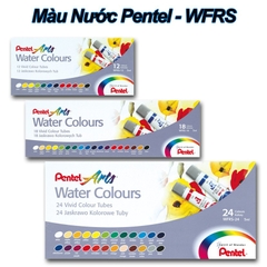 Màu nước Pentel, bộ màu nước water color 12/ 18/ 24 màu tuýp kẽm 5ml WFRS
