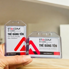 Bao thẻ nhựa trong, thẻ đeo bảng tên 2 mặt kt: 90*54mm loại ngang/ dọc Stacom