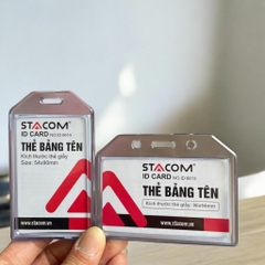 Bao thẻ nhựa trong, thẻ đeo bảng tên 2 mặt kt: 90*54mm loại ngang/ dọc Stacom