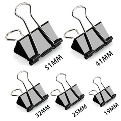 (Combo 2 hộp) Kẹp bướm màu đen, kẹp giấy kim loại các size từ 15mm đến 51mm Stacom BINDER CLIPS