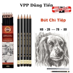 Bút chì Tiệp KOH 1900 thân đen, viết chì gỗ độ chì HB/ 2B/ 3B/ 4B/ 5B/ 6B/ 7B/ 8B