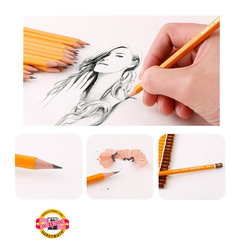 Bút chì Tiệp koh 1500 thân vàng độ chì từ HB-8B chính hãng