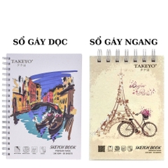 Sổ sketchbook loại dày định lượng 160gsm, sổ vẽ chì TAKEYO 50 tờ khổ giấy A4/ A5