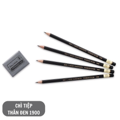 Bút chì Tiệp KOH 1900 thân đen, viết chì gỗ độ chì HB/ 2B/ 3B/ 4B/ 5B/ 6B/ 7B/ 8B
