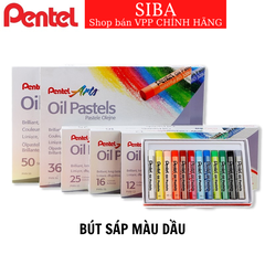 Màu sáp dầu oil pastel, bút sáp màu dầu Pentel 12/ 25/ 36/ 50 màu