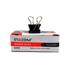 (Combo 2 hộp) Kẹp bướm màu đen, kẹp giấy kim loại các size từ 15mm đến 51mm Stacom BINDER CLIPS