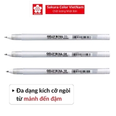 Bút gel trắng Sakura GELLY ROLL, bút mực trắng ngòi 0.5mm/ 0.8mm/ 1.0mm- CHÍNH HÃNG