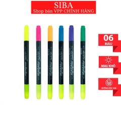 (Combo 2 bút) Bút dạ quang 2 đầu, bút highlight các màu Stacom HL105 nét bút 4mm