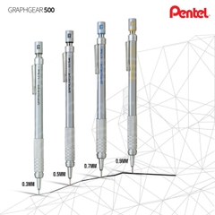 Bút chì kim cơ khí Pentel GRAPHGEAR 500 size ngòi 0.3mm/ 0.5mm/ 0.7mm/ 0.9mm- Chính Hãng