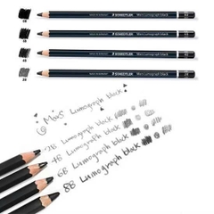 Bút chì vẽ tranh chuyên nghiệp STAEDTLER Mars Lumograph black thân đen độ chì HB/ 2B/ 4B/ 6B/ 7B/ 8B