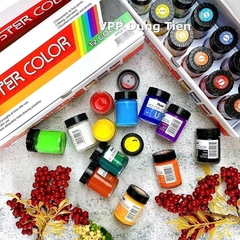 Màu poster Pentel, bộ 12 màu bột pha sẵn POSTER COLOR lọ thuỷ tinh 30ml/ lọ nhựa 12ml