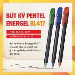 Bút gel Pentel energel ngòi METAL TIP 0.7mm, bút bi mực nước các màu BL417