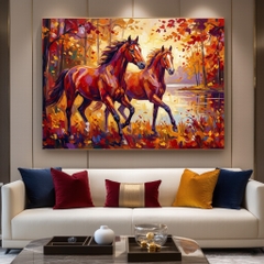 Tranh 2 Con Ngựa - Song Mã Hỏa Diễm  | TN37