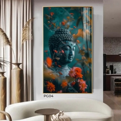 Tranh Đức Phật Từ Bi Sau Tán Hoa | PG04