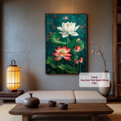 Tranh Hoa Sen Tịnh Bạch Hồng Liên | HS34