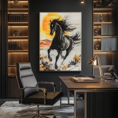 Tranh Ngựa Tuấn Mã Hắc Diệu  | TN30