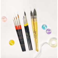 Cọ lông tổng hợp Happy 1845 Round Brush (Thân Viền Đỏ )